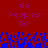 Red background with purple text reading "Go Peoples Go!" repeated twice, blue pixelated shapes at the bottom resembling a crowd.