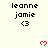 Pixelated text 'leanne jamie <3' appears in three with red heart symbols above each on a light background