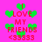 Pixelated green hearts and red text on a bright pink background with repeated 'I LOVE MY FRIENDS <33333' phrases.