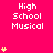 A bright pink background displays repeated "High School Musical" text with yellow star icons in varying quantities across positions.