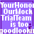 Pixelated text on a purple background with white lettering, arranged in four identical quadrants showing 'YourHonor OurMock TrialTeam is too goodlooking' across the image.