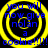 Blue text on black background with yellow concentric rings, repeating 'you will now give nolan a cookie!!!!' in four identical