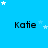 Blue background with white stars and repeated black text 'Katie' in a pattern