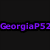 Pixelated image shows purple text 'GeorgiaP52' on black background next to a person with curly brown hair wearing white and dark clothing against blurred yellow-blue backdrop.