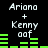 Pixelated text and green bar graphs on black background, with two identical static frames showing 'Ariana + Kenny oof' above horizontal bars.