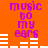 Orange background with purple text 'music to my ears' and white horizontal bars in four quadrants, each showing different bar lengths.
