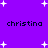Purple background with white pixelated stars and repeated black text 'christina' in two