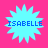 Four identical cyan starburst shapes on a bright pink background, each containing the text ISABELLE in blue pixelated letters.
