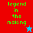 Green pixelated text 'legend in the making' on red and blue backgrounds with a small star icon below.