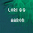 Pixelated green and blue background with white text reading 'LORI 55' above 'AARON' in blocky font.