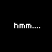 Two identical static images of white pixelated text 'hmm...' on a black background, side-by-side.