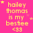 A bright pink background displays yellow text reading "hailey thomas is my bestie <33" with small white stars scattered around, animated to shift positions across frames.