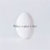 A pixelated white oval shape with a horizontal gray bar across its center, set against a light gray background.