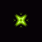 Four distinct green pixelated patterns on black background, each with glowing outlines and central shapes.