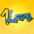 Pixelated blue text 'Love' on a yellow gradient background with a bright white highlight on the 'o' character.