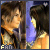 Two characters in a close-up pose with one character's head turning left to right across frames, set against a blue background.