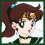 Pixelated anime-style character with brown hair in pigtails, green eyes, and a pink sailor uniform featuring a heart-shaped brooch.