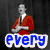 Six- of pixelated images with text overlays: red-coated figure, person in black-and-white, person in gray, smiling person, pink heart, and blank space