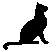 Black silhouette cat icons in various poses on a light gray background, arranged in a with no visible animation changes