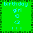 Green background with cyan text and symbols arranged in a pattern, featuring repeated 'birthday girl' text and emoticons