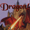 A dragon breathes colored beams against a castle backdrop, with 'Dragon!' text in varying colors across six