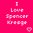 A bright pink background displays repeated white text "I Love Spencer Kresge" with pixelated hearts, where the heart symbols change from hollow to filled across observations.