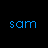 Pixelated blue text and symbols on black background with pink heart, gray rectangle, and white checkered patterns.