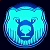 A pixelated contact sheet showing two frames of an animated icon with a blue bear mascot on the left and green text reading "Original Icons .com" on the right against dark backgrounds.
