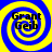 Four identical spiral-patterned icons with blue and yellow concentric rings, each containing the text "Grant Geib" in black serif font.
