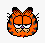 A pixelated Garfield cartoon face on the left and green text 'Original Icons .com' on a dark green background on the right, displayed as a contact sheet with two frames.