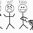 Pixelated stick figure with crown, alternating between angry and smiling expressions while holding a dark object.