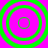 Four green concentric circles on a bright pink background arranged in a pattern
