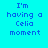 Pixelated text 'I'm having a Celia moment' on cyan background with green highlight changes across three