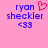 Pixelated text and symbols on a pink background with a red heart symbol above the name.