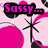 Animated pink and black patterned background with changing text overlays reading "Sassy...", "Cute...", and "ME!!" in bright pink pixelated font.