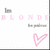 Pixelated icon with pink text 'B:LOMDE' and a pink heart outline on white background, featuring two gray rectangular shapes.