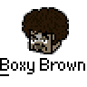 A 4x4 contact sheet of pixel art frames featuring a cartoon character with brown afro hair and mustache, displaying various expressions and speech bubbles with text like "I'M GONNA GO EREK ME OFF SOME" and "DAMN RIGHT TURKEYS."