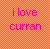 Static pixel art icon with orange checkered background and pink text reading 'ilove curran' in lowercase.