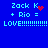 Blue background displays four identical of text with animated red pixel elements changing from heart to scattered dots
