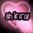 Animated pink heart outline with smaller solid hearts, displaying changing text overlays: 'shinny', 'like', 'shinny', 'it's', and 'pretty' in pixelated font.
