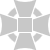 A static grayscale icon with a central square surrounded by four identical rectangular extensions forming a cross-like shape.