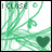 Animated green scribbles with a heart shape, displaying sequential text changes from "I CLOSE" to complete phrases.