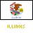 Illinois state seal icon with 'ILLINOIS' text below, displayed in six color variations across two