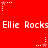 Red background with repeated white text 'Ellie Rocks' and alternating star icons in red and white, each surrounded by dotted lines.