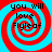 Four identical display a red and cyan spiral background with black text reading "you will love Flyleaf" in a pixelated font