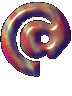 @ symbol rendered as a glossy, twisted torus with gradient colors transitioning from red to purple and yellow on a light gray background.