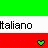 Pixelated Italian flag with 'Italiano' text and heart symbols in green, white, red colors.