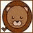 Pixelated cartoon lion head with brown fur, small ears, and a wide open mouth showing teeth in two side-by-side frames.