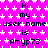Static image with bright pink background, white star pattern, and repeated black text reading "Hi my user name is Amyp73" in pixelated font.