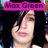 Pixelated image of a person with dark hair and pink lips, wearing a bright pink banner reading 'Moo Green' above their head against a black background.